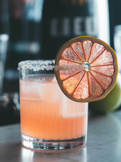 Grapefruit Margarita with Dehydrated Grapefruit Garnish