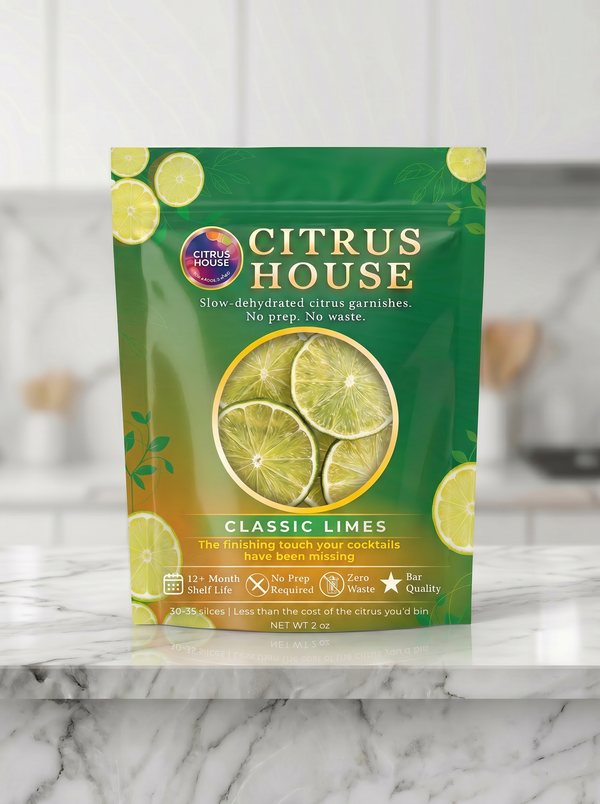 Dehydrated Lime Slices for Cocktails — dehydrated citrus garnish by Citrus House