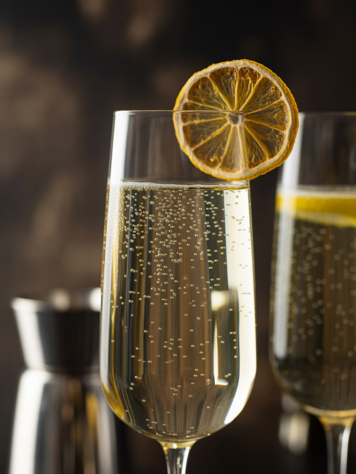 French 75 with Dehydrated Lemon Garnish