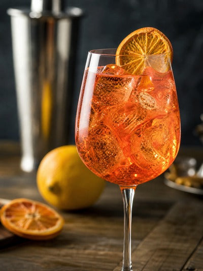Aperol Spritz with Dehydrated Orange Garnish